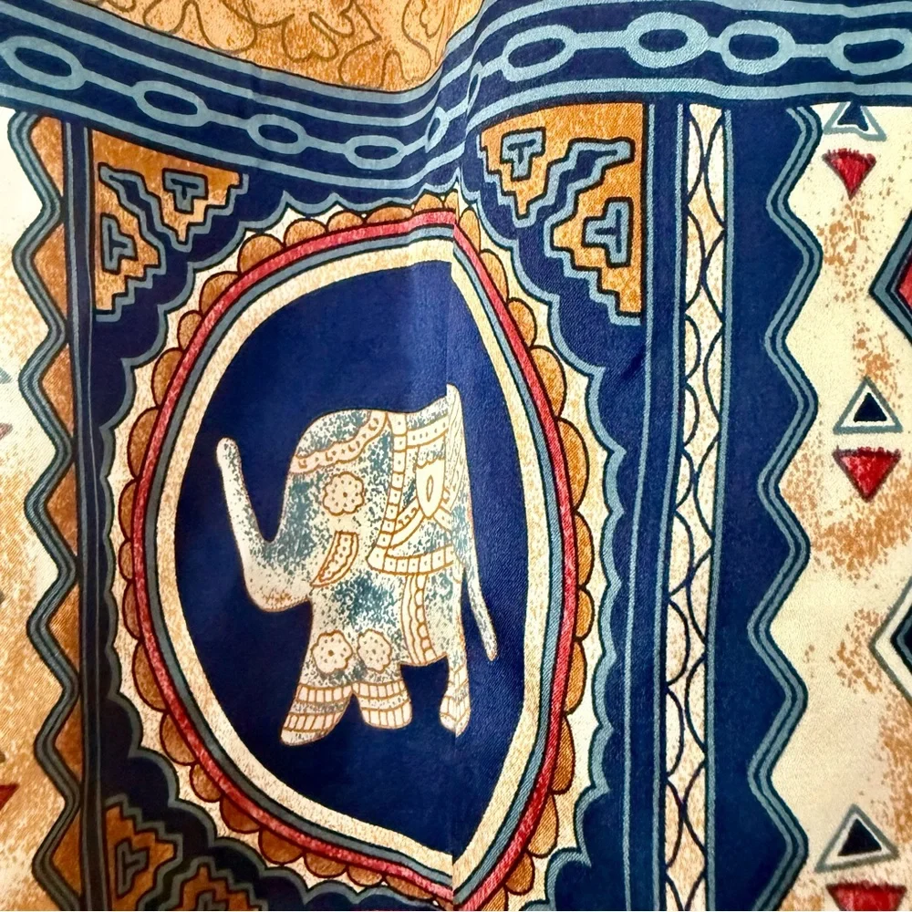 EUC Voom by Joy Han Elephant Print Boho Mini Skirt 100% Silk - Picture 2 of 7